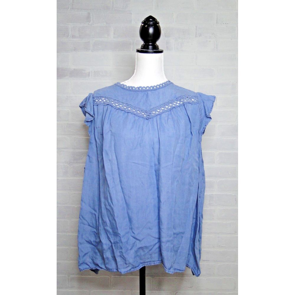 Torrid Blue Tencel Mock‎ Neck Top Short Sleeve  Size 3